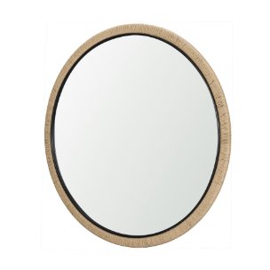 Vasie Black Wood w/ Jute Round Mirror