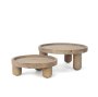 70926 - Virve Round Light Brown Wood w/ Gray Wash Wooden Trays