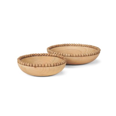 70928 - Wendell Light Brown Wood w/ Wood Bead Round Bowls
