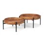 71047 - Wally Round Medium Brown Wood w/ Matte Black Metal Stand Trays