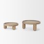 70926 - Virve Round Light Brown Wood w/ Gray Wash Wooden Trays