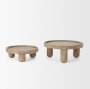 70926 - Virve Round Light Brown Wood w/ Gray Wash Wooden Trays