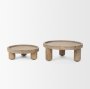 70926 - Virve Round Light Brown Wood w/ Gray Wash Wooden Trays