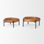 71047 - Wally Round Medium Brown Wood w/ Matte Black Metal Stand Trays
