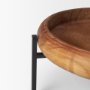 71047 - Wally Round Medium Brown Wood w/ Matte Black Metal Stand Trays
