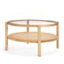 71045 - Weslyn Solid Light Brown Wood and Glass Top w/ Cane Coffee Table