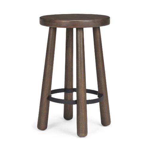 71037 - Weldon Dark Brown Wood w/ Matte Black Metal Counter Stool