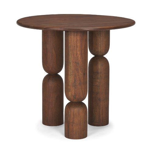 70848-AB - Sonel Pedestal Medium Dark Brown Acacia Wood Foyer Table