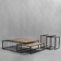 70196 - Miles Black Metal w/ Light Wood Nesting End/Side Table