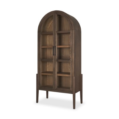 70864 - Teva Two Toned Dark w/Light Wood Arched Curio Cabinet