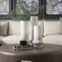 70950 - Tovah Small Textured White w/ Gold Metal Vase