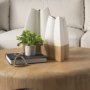 70972 - Vania Large Off White w/ Tan Textured Ceramic Vase