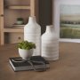 70941 - Tisha Small White W/ Terracotta Distressing Metal Vase