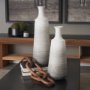 70958 - Toru Tall White w/ Grey Ombre Metal Vase