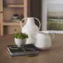 70960 - Treva Tall White w/ Black Speckles Metal Vase