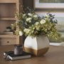 70990 - Vania Short Off White w/ Tan Textured Ceramic Vase