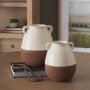 70994 - Tryna Large Beige w/ Matte Brown Ceramic Vase