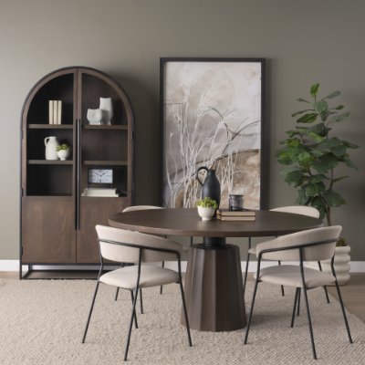 70830-AB - Swanson 60" Dark Brown Wood Round Pedestal Dining Table