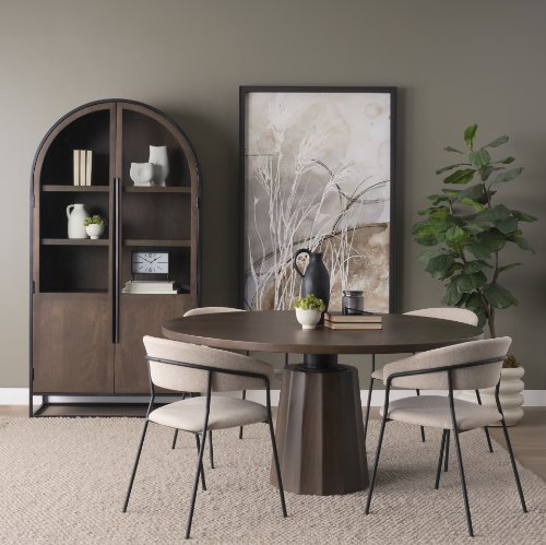 70830-AB - Swanson 60" Dark Brown Wood Round Pedestal Dining Table