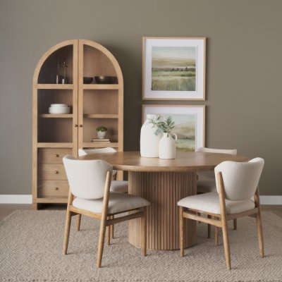 69874-AB - Terra 60L x 60W x 30H Light Brown Wood Round Fluted Dining Table