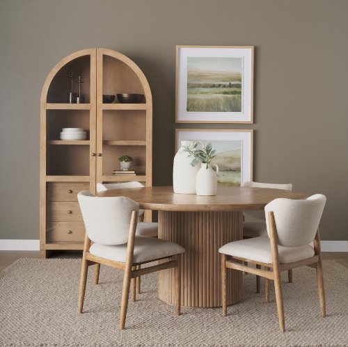 69874-AB - Terra 60L x 60W x 30H Light Brown Wood Round Fluted Dining Table