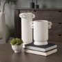 70970 - Dylan Tall Textured Off White w/ Handles Ceramic Vase