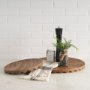 70929 - Waverly Round Light Brown Wood Scalloped Edged Trays