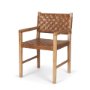 70799 - Shane Brown Wood w/ Woven Brown Leather Dining Armchair