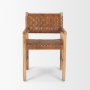70799 - Shane Brown Wood w/ Woven Brown Leather Dining Armchair
