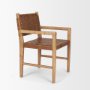 70799 - Shane Brown Wood w/ Woven Brown Leather Dining Armchair