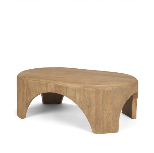70866 - Shima Oval Light Brown Wood w/ Arched Legs Coffee Table