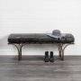 69061 - Jessie 55L x 16W Black Leather Seat W/Gold Metal Base Accent Bench