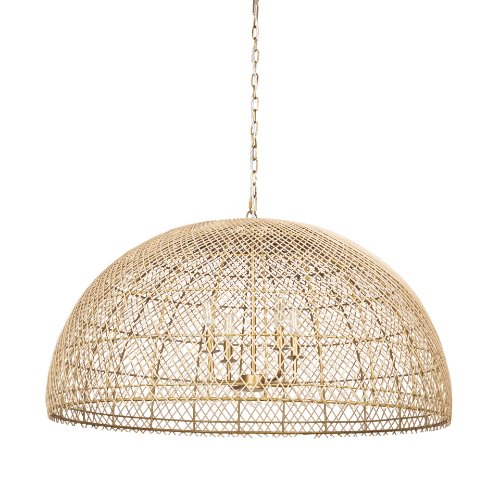 70916 - Thad 4-Light Natural Woven Rattan Dome Chandelier