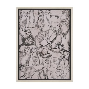 Cat Sketch by Mercana Studio a Hand Embellished Framed Art Print Matted under Glass