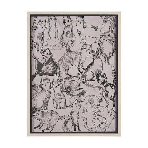15571 - Cat Sketch by Mercana Studio a Hand Embellished Framed Art Print Matted under Glass