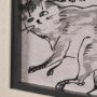 15571 - Cat Sketch by Mercana Studio a Hand Embellished Framed Art Print Matted under Glass