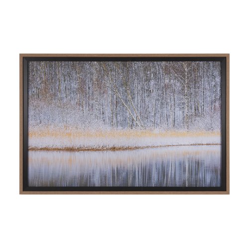 15589 - Riverside Reflection - Forest by Mikael Svensson a Framed Photo Art Print Matted under Glass