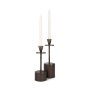 70649 - Petria Antiqued Gold Textured Metal Taper Candle Holders