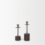 70649 - Petria Antiqued Gold Textured Metal Taper Candle Holders