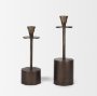 70649 - Petria Antiqued Gold Textured Metal Taper Candle Holders
