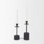 70650 - Petria Matte Black Textured Metal Taper Candle Holders