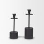 70650 - Petria Matte Black Textured Metal Taper Candle Holders