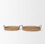 71046 - Wheaton Light Brown Wood w/ Natural Jute Serving Trays
