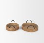 71046 - Wheaton Light Brown Wood w/ Natural Jute Serving Trays