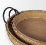 71046 - Wheaton Light Brown Wood w/ Natural Jute Serving Trays