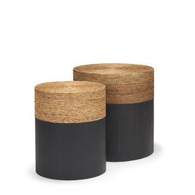 71048 - Wenopa Matte Black Wood w/ Natural Jute Accent Tables