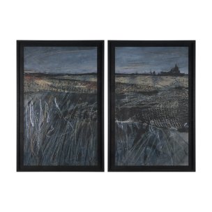 Captivating Views (Set of 2) by Mercana Studio a Hand Embellished Framed Art Print Matted under Glas