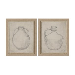 Handled Jug Sketch (Set of 2) by Mercana Studio a Hand Embellished Framed Art Print