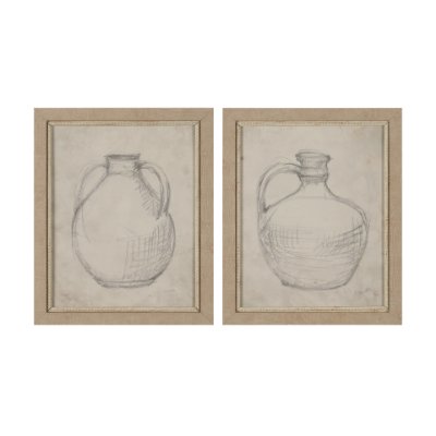 15621 - Handled Jug Sketch (Set of 2) by Mercana Studio a Hand Embellished Framed Art Print