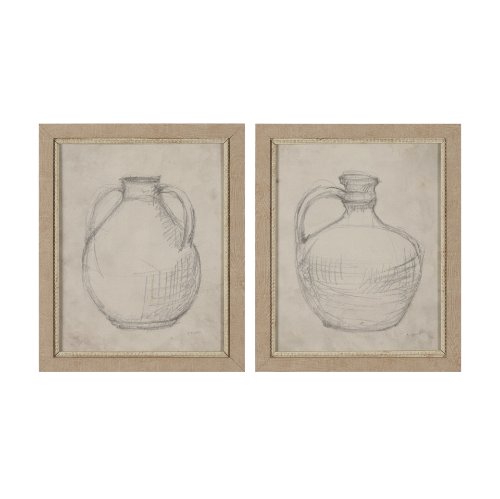15621 - Handled Jug Sketch (Set of 2) by Mercana Studio a Hand Embellished Framed Art Print